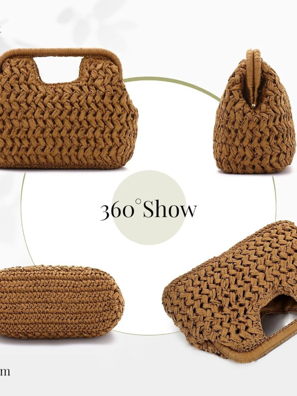 Straw Clutch Purses for Women Dumpling Bag Summer Beach Woven Handbag - Picture 7 of 7